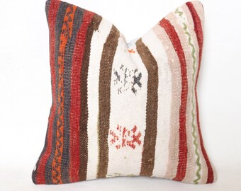 Cushion,Kilim Pillow,Anatolian Pillow,Tribal Pillow,Bohemian Pillow 16x16 40x40 Handmade Pillow Cover,Old Pillow Cover  M-2