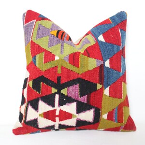 Kilim Pillow 16X16,Cushion Cover,Boho Pillow,Tribal Pillow,Kilim Pillow Case,Handmade Pillow,Kilim Pillow Case,Turkish Kilim Pillow,Kilim 26