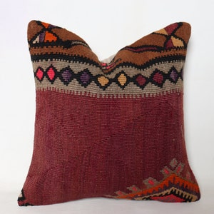 Antique Kilim Pillow,Anatolian Pillow Cover,Kilim Pillow,Cushion Cover,Ethnic Pillow Cover,Kilim Pillow Cover 16x16,Bohemian Pillows     *29