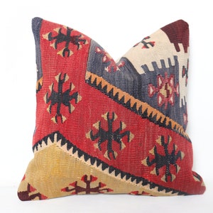 Kilim Pillow 16X16,Cushion Cover,Boho Pillow,Tribal Pillow,Kilim Pillow Case,Handmade Pillow,Kilim Pillow Case,Turkish Kilim Pillow,Kilim 26