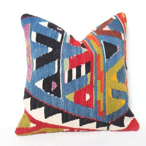 Kilim Pillow 16X16,Cushion Cover,Boho Pillow,Tribal Pillow,Kilim Pillow Case,Handmade Pillow,Kilim Pillow Case,Turkish Kilim Pillow,Kilim 26