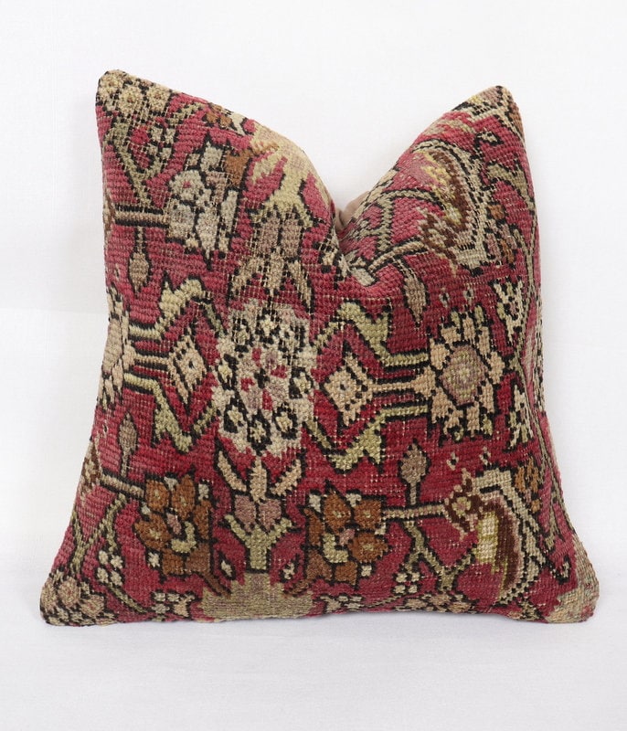 Kilim Pillow Cover, Anatolian Pillow, Cushion Cover, Vintage Pillow, Decorative Pillow, Ethnic Kilim Pillow, 16x16 Kilim Pillow, Boho Pillow