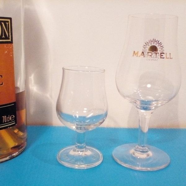 2 Cognac Martell stemmed glasses from the 60s/70s