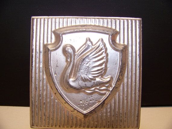 Vintage Pewter cendrier American Eagle Crest 