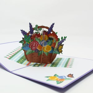 Basket of Flowers Pop Up Card