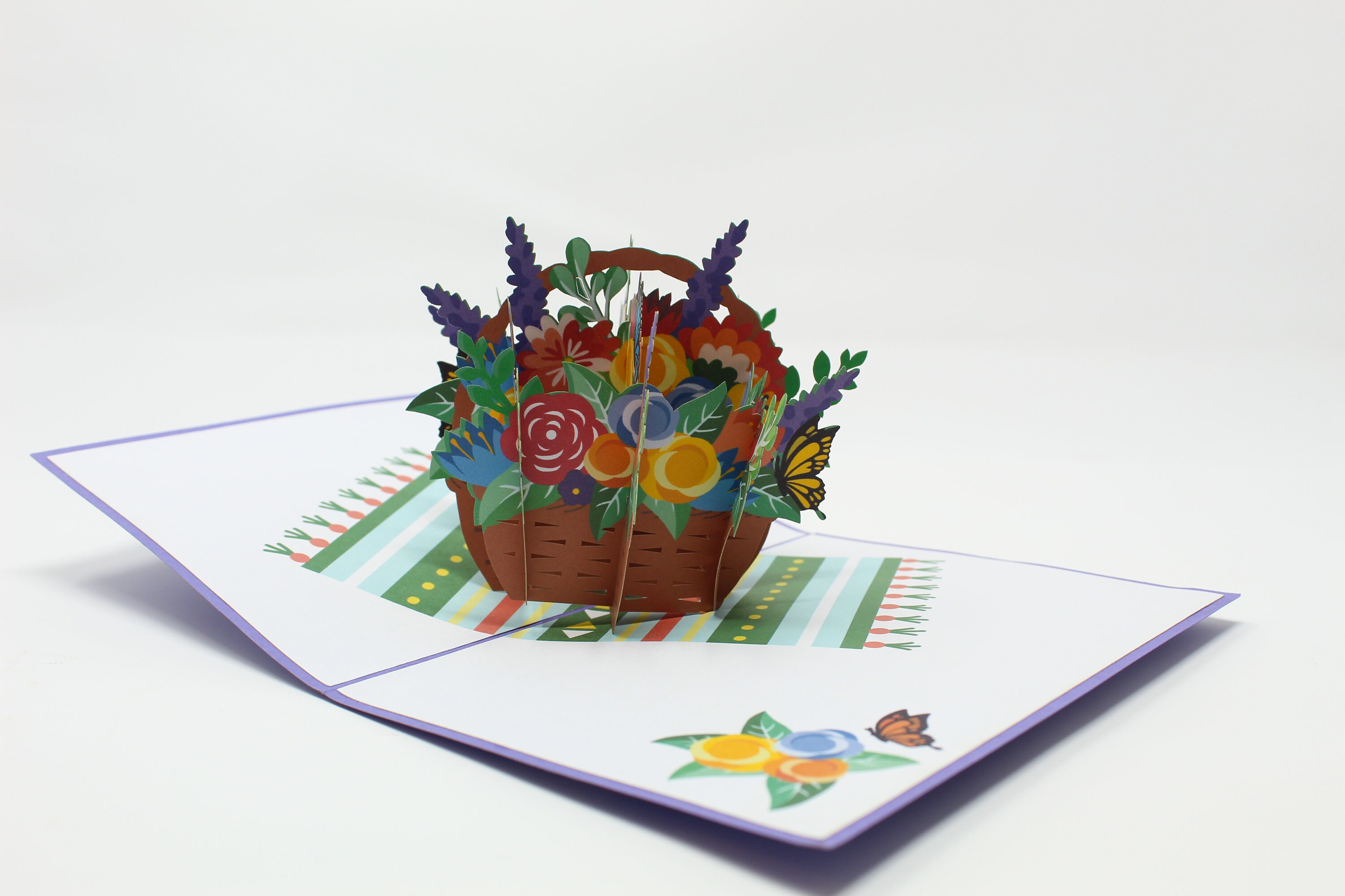 Carte Pop Up Panier de Fleurs