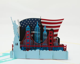 USA Lady Liberty Pop Up Card