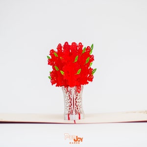 Carte pop up bouquet de fleurs de rose
