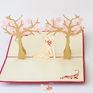 Carte pop-up mariage fleurs de cerisier
