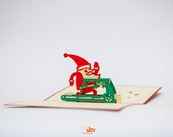 Exercising Santa Pop Up Card