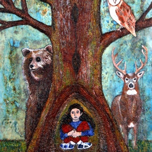 Safe at Home: Encaustic Art Giclee Print