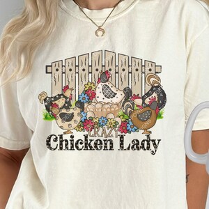 Crazy Chicken Lady T-Shirt Mug Sublimation Design, Instant Digital Download