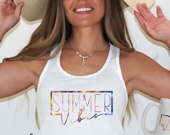 Summer Vibes Beach T-Shirt Mug Sublimation Design, Instant Digital Download