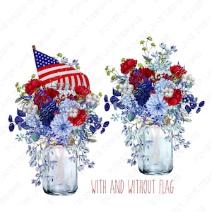 Watercolor – Patriotic - 4th of July - Independence Day - Vase - Farmhouse - Personalize - PNG - Digital Download - Sublimation Design