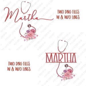 Nurse - Stethoscope - Medical - RN - 2 Designs - Transparent PNG - Digital Download - Sublimation Designs -Sublimation PNG Download