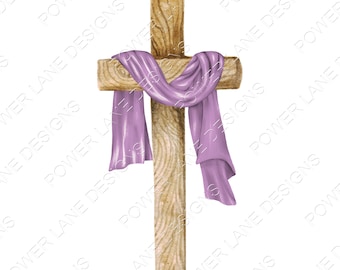 Cruz de madera drapeada - Diseños de Pascua - Cristiano - PNG transparente - Descarga digital - Diseños de sublimación -Sublimación PNG Descargar