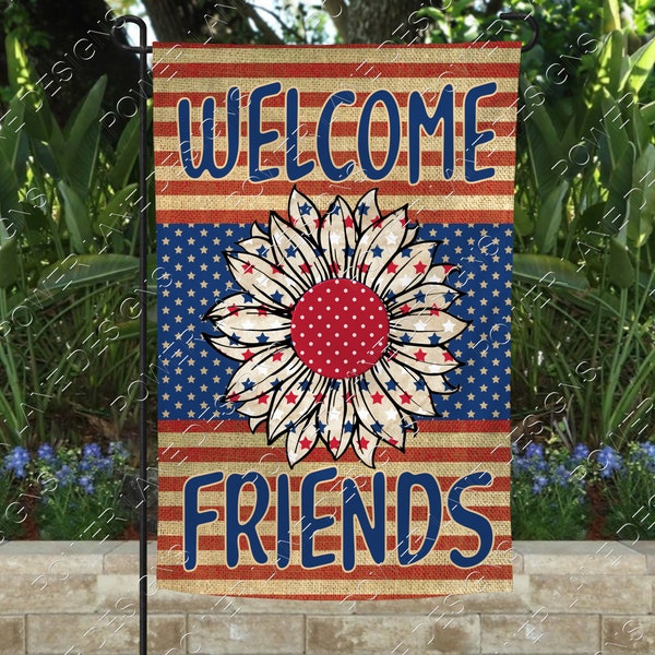 Primitive - Garden Flag - Sunflower - Patriotic - Welcome - Rustic - Home Decor - Farmhouse - Lawn Decor - Digital Download - Sublimation