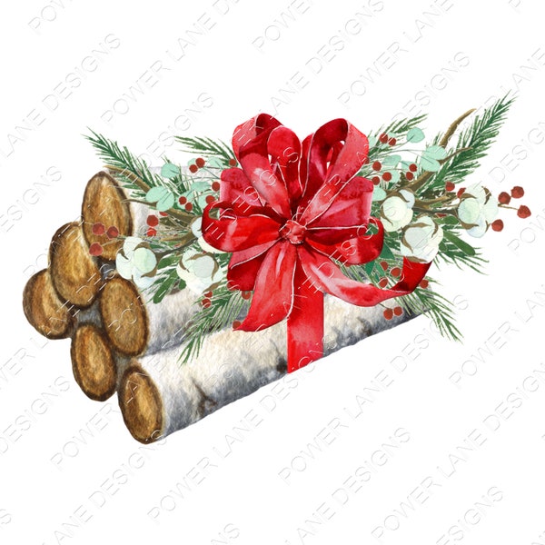 Christmas Log Bundle, Birch Logs,  Christmas, Primitive, Country, Clipart, Sublimation Designs, Sublimation, PNG, Instant Download