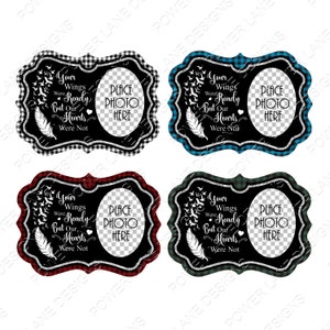 Christmas Sublimation Design Bundle, 4 Memorial Foto Ornamente, Deine Flügel waren bereit, PNG, Sublimation Design, Digitale Sublimation Downloa