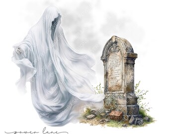 Halloween Ghost Grave Tombstone Graveyard Sublimation Design, Instant Digital Download