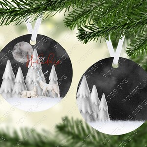 Christmas Sublimation Designs, 4 Designs, Round Ornament, Christmas, Holidays, Hanukkah, Blank Back, PNG Sublimation Design Digital Download