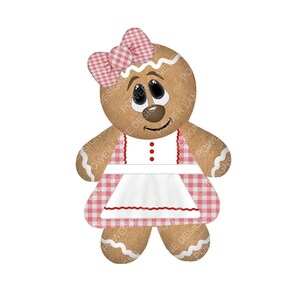 Cute Gingerbread Girl Christmas Ornament Sublimation Design - Instant Download