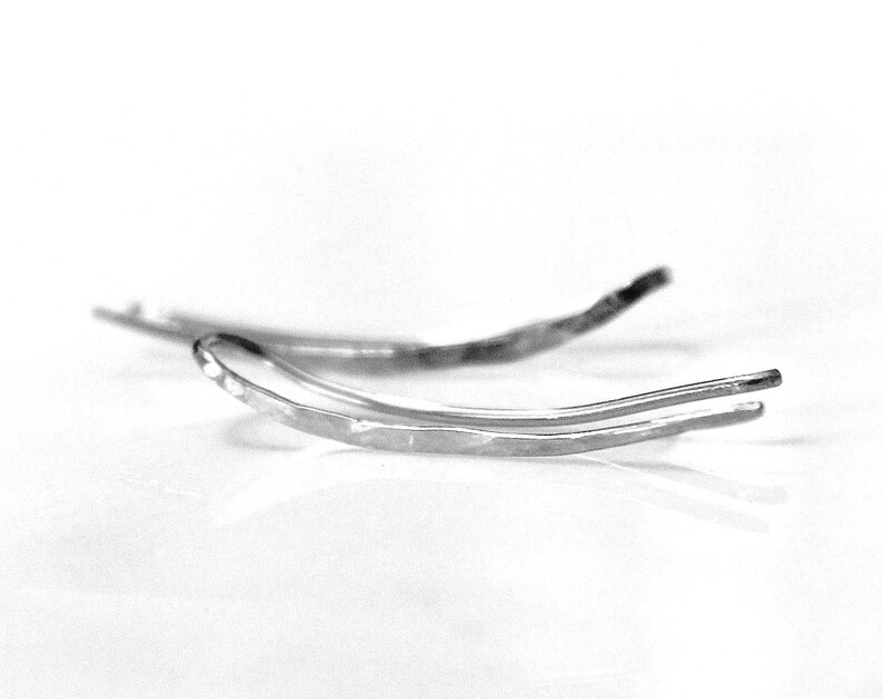 Silver Bar Earrings Sterling Silver Hammered Ear Climbers Ear Cuff Everyday Earrings Gold Pins Bar Earrings Ear Crawler Gold filled