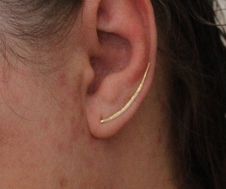 Silver Bar Earrings Sterling Silver Hammered Ear Climbers Ear Cuff Everyday Earrings Gold Pins Bar Earrings Ear Crawler Gold filled