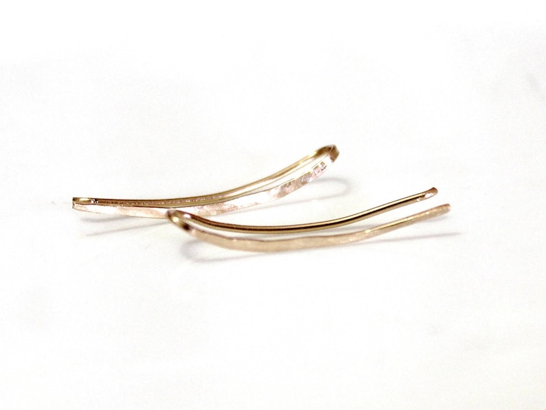 Silver Bar Earrings Sterling Silver Hammered Ear Climbers Ear Cuff Everyday Earrings Gold Pins Bar Earrings Ear Crawler Gold filled