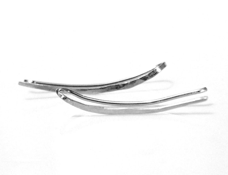 Silver Bar Earrings Sterling Silver Hammered Ear Climbers Ear Cuff Everyday Earrings Gold Pins Bar Earrings Ear Crawler Gold filled