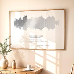 Silver Foil Soundwave Art: Personalised Song or Voice Recording Gift with QR Code, 25th Anniversary Keepsake