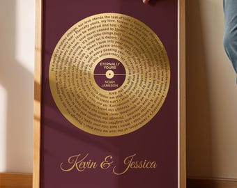 Gold Foil Song Lyrics Print: 50th Anniversary Gift