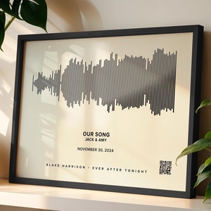 Soundwave Art With QR Code, Custom Soundwave Picture, First Dance Song Gift For Couple, Custom Song Poster With Scannable Code