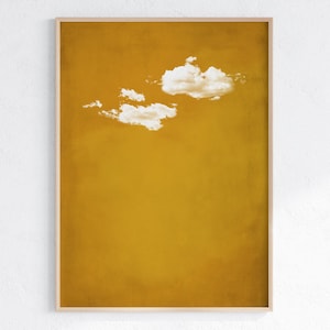 Mustard Yellow Cloud Wall Art, Minimalist Vintage Yellow Wall Art, Abstract Art Print, Maximalist Cloud Artwork, Printable Digital Download