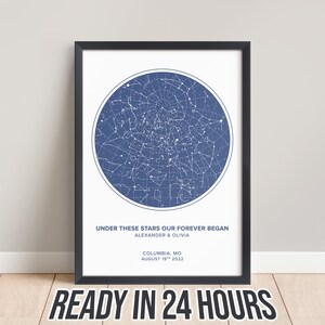 Custom Star Map by Date, Digital Download Night Sky Print, Last Minute ...