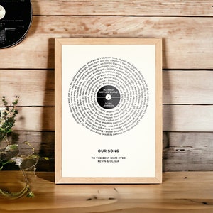 Song Lyrics Print for Mom, Custom Mother's Day Gift, Personalised Song