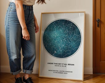 Custom Star Map Print, Night We Met Anniversary Gift, Night Sky Print, Star Map Poster, Wedding Gift, Constellation Print, Personalised Gift