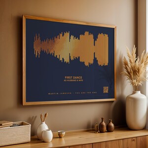 Soundwave Art With QR Code Personalised With Your Song, Custom Soundwave Picture, Copper Foil Print For 7th Year Anniversary, Metallic Art