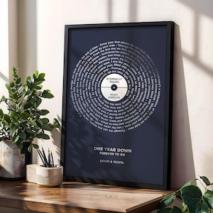 Hochzeitssong Geschenk, echte Folie Songtexte Print, unsere ersten Tanztexte, benutzerdefinierte Schallplatte, personalisierte Jubiläumsgeschenke für Ehemann