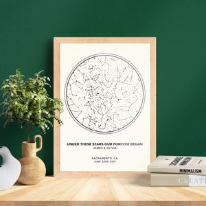 Presente de mapa estelar personalizado, mapa do céu noturno, mapa estelar por data e hora, impressão em folha personalizada, presentes de aniversário exclusivos para casais, mapa do primeiro encontro