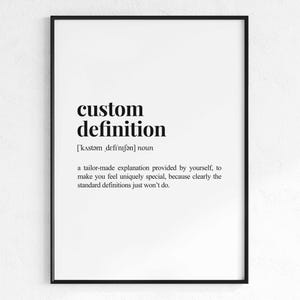 Custom Definition Print, Personalised Dictionary Poster, Customised Definition Wall Art, Custom Word Definition In Dictionary Style