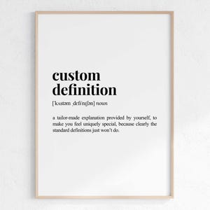 Custom Definition Print, Personalised Dictionary Poster, Customised Definition Wall Art, Custom Word Definition, Printable Digital Download