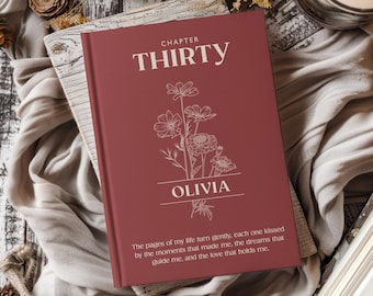 30th Birthday Gift: Birth Month Flower Journal With Custom Name, A5 Hardcover Notebook