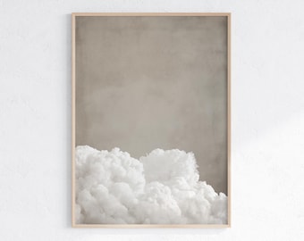 Beige Wolke Kunstdruck, minimalistische Boho Beige Wandkunst, abstrakter Kunstdruck, Vintage Wolke Kunstwerk für Schlafzimmer, druckbare digitaler Download