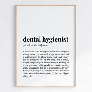Mundhygieniker lustig Definition Print, Geschenk für Mundhygieniker, humorvolles Wörterbuch Poster, neuer Job Geschenk, druckbarer digitaler Download