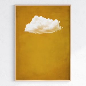 Arte murale nuvola giallo senape, arte murale gialla vintage minimalista, stampa artistica astratta, opera d'arte nuvola massimalista, download digitale stampabile