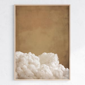 Latte Brown Cloud Wall Art, Minimalist Chocolate Brown Wall Art, Abstract Art Print, Vintage Cloud Artwork, Printable Digital Download