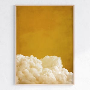 Mustard Yellow Cloud Wall Art, Minimalist Vintage Yellow Wall Art, Abstract Art Print, Maximalist Cloud Artwork, Printable Digital Download