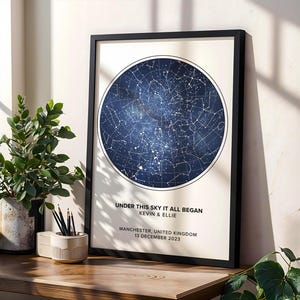 Impresión de mapa estelar personalizada, regalo de aniversario de la noche en que nos conocimos, impresión del cielo nocturno, póster de mapa estelar, regalo de boda, impresión de constelación, regalo personalizado