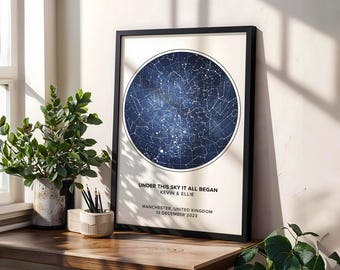 Custom Star Map Print, Night We Met Anniversary Gift, Night Sky Print, Star Map Poster, Wedding Gift, Constellation Print, Personalised Gift